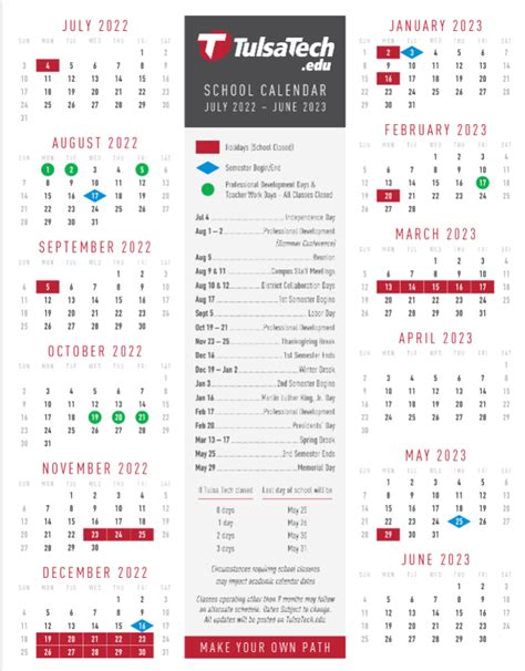 Tulsa Tech Calendar
